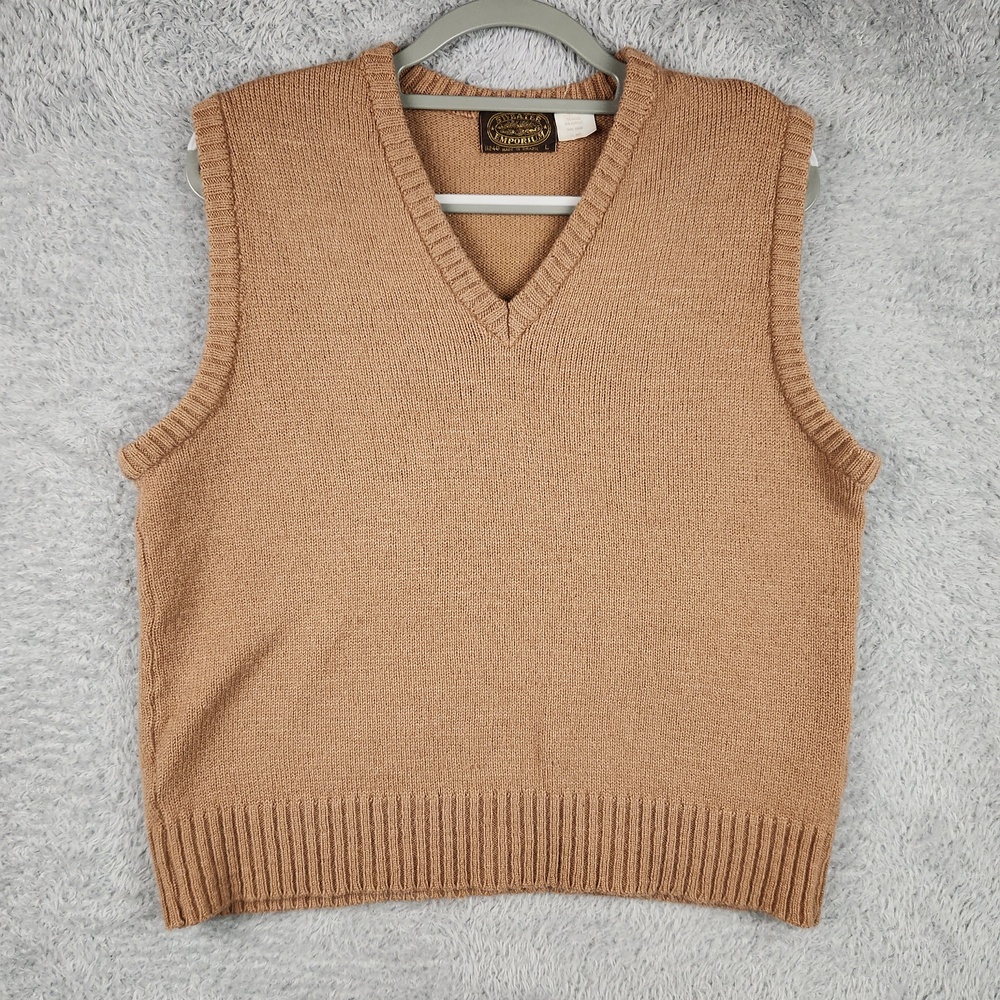 Vintage Sweater Emporium Sweater Vest Mens Large Brown V Neck Wool Brazil 70s